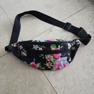 Vibe Black and Pink Floral Waist Bag